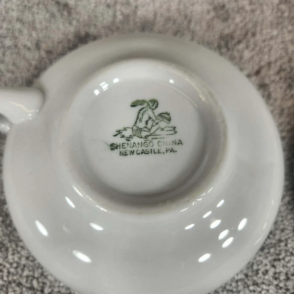 Shenango‎ China Cup and Saucer Blue Band Restaurant Ware White Vintage USA N-9